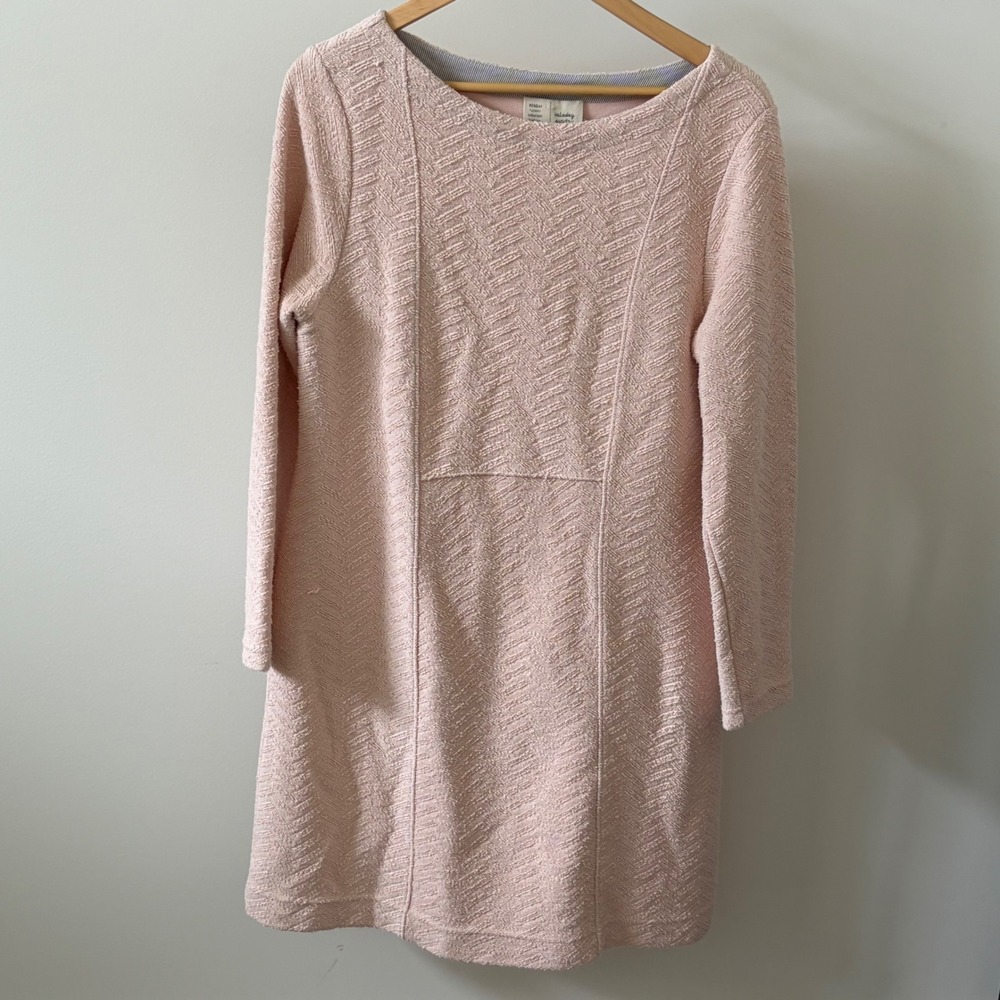 Saturday Sunday Anthropologie Pink Textured Knit Long Sleeve Shift Dress Large